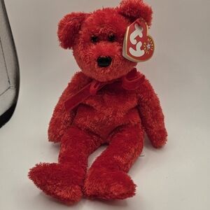 TY Beanie Babies  Rare 2001 Sizzle The Red Bear Stuffed Toy, Valentines